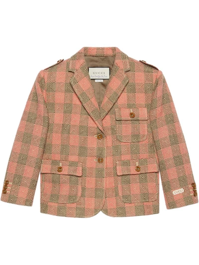 Shop Gucci Petit Optical Damier Jacket In Pink