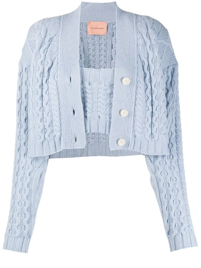 Shop Andamane Forget Me Not Twin-set Cardigan In Blue