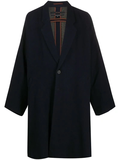 Shop Ziggy Chen Oversized Single Breasted Coat In Blue