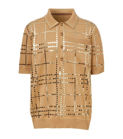 Shop Burberry Mirrored Check Polo Shirt