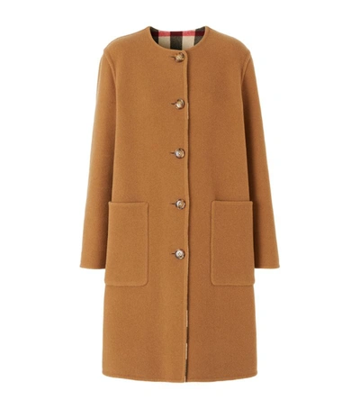 Shop Burberry Reversible Check Technical Wool Coat