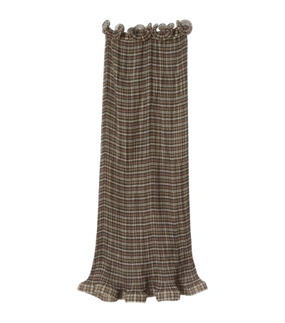 Shop Burberry Ruffle-detail Check Chiffon Pleated Skirt