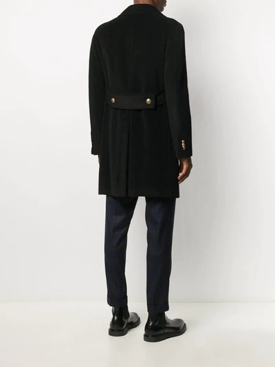 Shop Tagliatore Double Breasted Coat In Black