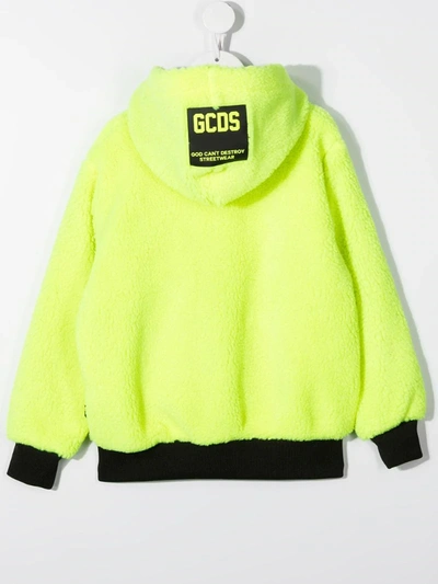 Gcds Faux-shearling Logo Jacket In Green