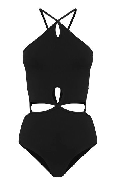 Shop Christopher Esber Women's Looped Halter One-piece Swimsuit In Brown,black