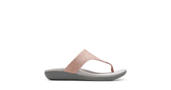 clarks rose gold flip flops