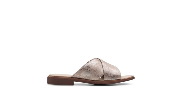 pewter flat sandals