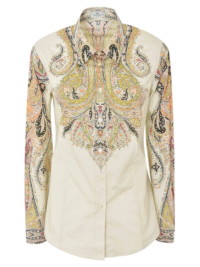 Shop Etro Printed Shirt In Ivory Color In Cream