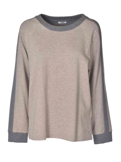 Shop Peserico Sweatshirt In Beige With Grey Details In Black