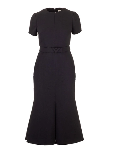 Shop Valentino Double Techno Wool Dress In Black