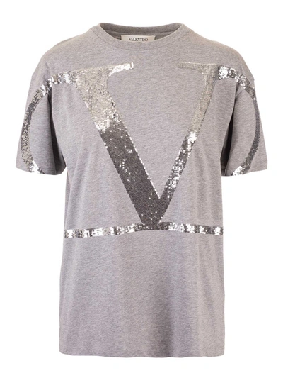 Shop Valentino Vlogo Signature T-shirt In Grey