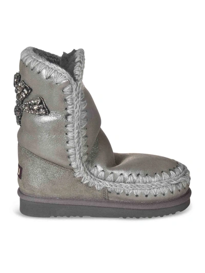 Shop Mou Eskimo Ankle Boots 24 In Grey Lamè