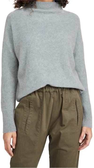 Shop Vince Boiled Funnel Neck Cashmere Pullover In Heather Patina