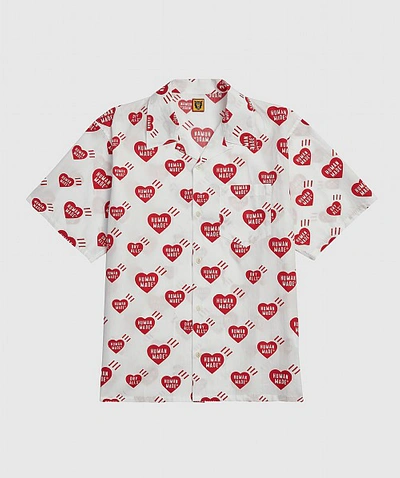 Shop Human Made Heart Pattern Aloha Shirt In White