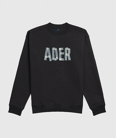 Shop Ader Error Raw Edged Logo Sweatshirt In Black