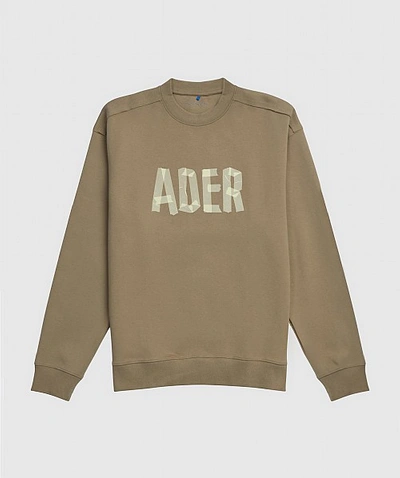 Shop Ader Error Raw Edged Logo Sweatshirt In Beige