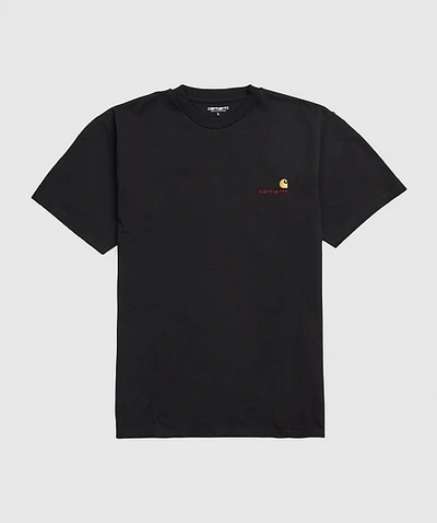 Carhartt Wip American Script Logo-embroidered Cotton T-shirt In Black