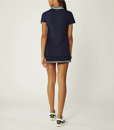 Shop Tory Sport Performance Piqué Pleated-collar Polo In Tory Navy/snow White