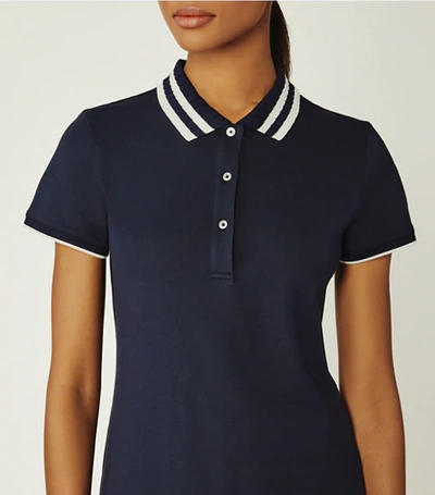 Shop Tory Sport Performance Piqué Pleated-collar Polo In Tory Navy/snow White