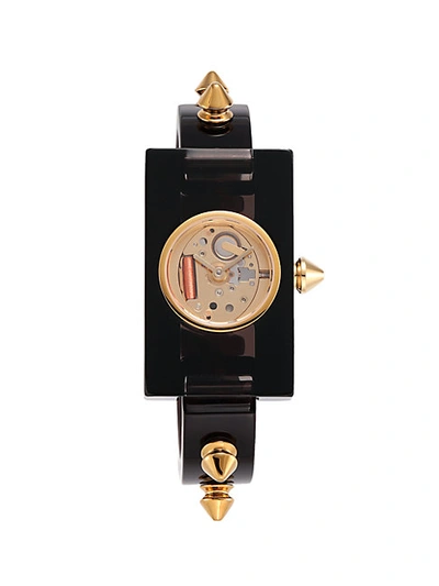 Shop Gucci Goldtone & Plexiglass Skeleton Watch In Black