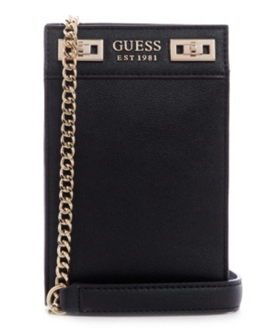 Shop Guess Katey Chit Chat Phone Crossbody In Black