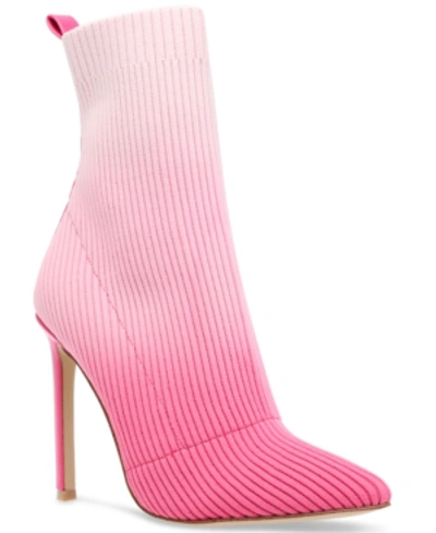 Shop Steve Madden Women's Dianne Knit Stiletto Booties In Pink Ombre