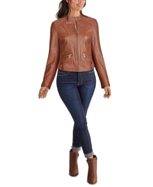 guess tan leather jacket
