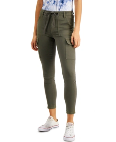 Shop Almost Famous Juniors' Utility Skinny Jeans In Olive