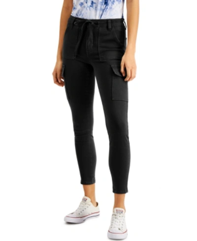 Shop Almost Famous Juniors' Utility Skinny Jeans In Black