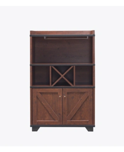 Shop Furniture Of America Glamdon Farmhouse Wine Cabinet In Vintage Walnut