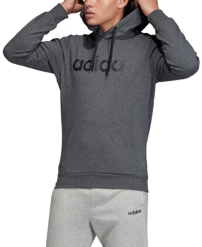 Shop Adidas Originals Adidas Men's Essentials 3-stripes Fleece Logo Hoodie In Dark Grey Heather/black