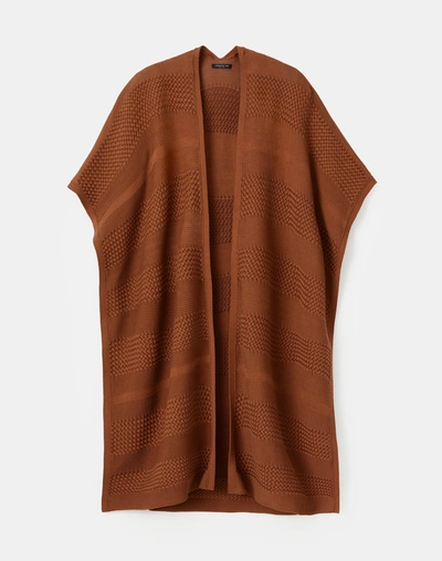 Shop Lafayette 148 Cotton Silk Tape Textured Stitch Cape In Brown