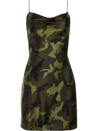 Shop Alice And Olivia Camouflage Print Cami Dress In Green