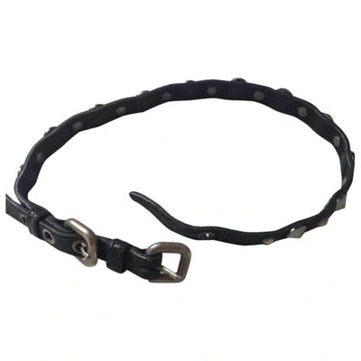 Pre-owned Miu Miu Leather Bracelet In Black
