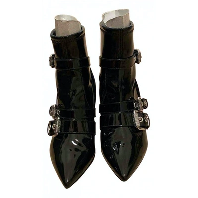 Pre-owned Moschino Black Patent Leather Ankle Boots