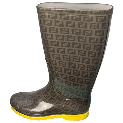 Pre-owned Fendi Brown Rubber Boots