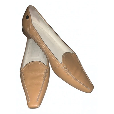 Pre-owned Tod's Camel Leather Ballet Flats