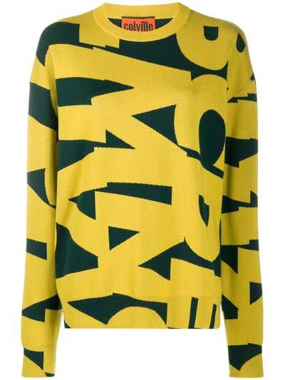 Shop Colville Long Sleeve Logo Print Jumper In Yellow