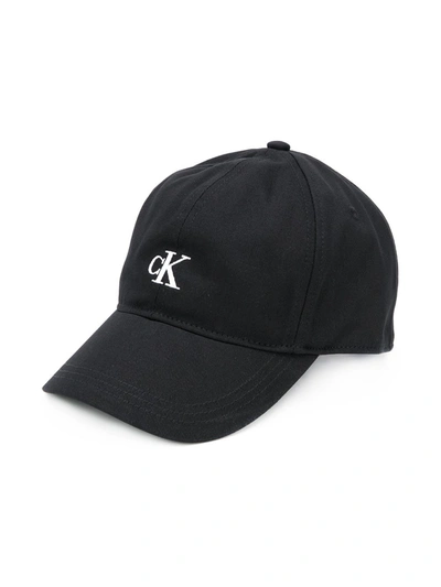 Shop Calvin Klein Embroidered Logo Baseball Cap In Black