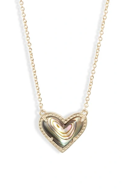 Shop Kendra Scott Ari Heart Pendant Necklace In Gold/ Abalone Shell