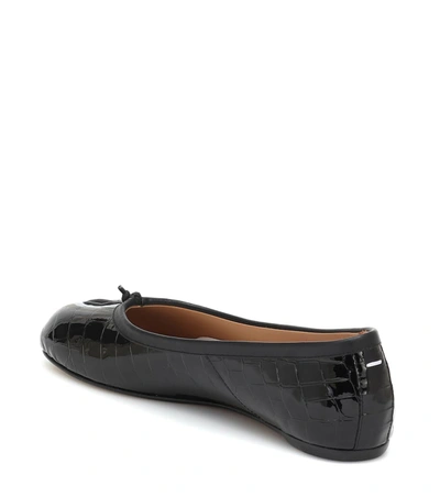 Shop Maison Margiela Tabi Leather Ballet Flats In Black