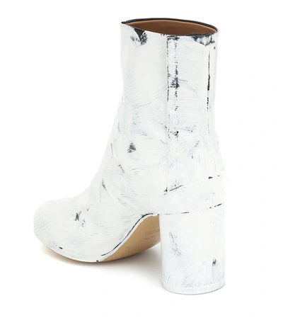 Shop Maison Margiela Tabi Painted Leather Ankle Boots In White