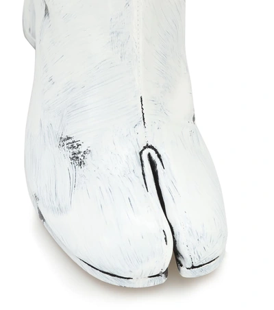 Shop Maison Margiela Tabi Painted Leather Ankle Boots In White