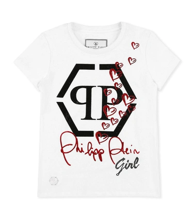 Shop Philipp Plein Junior Diamanté Heart Logo T-shirt (4-16 Years)