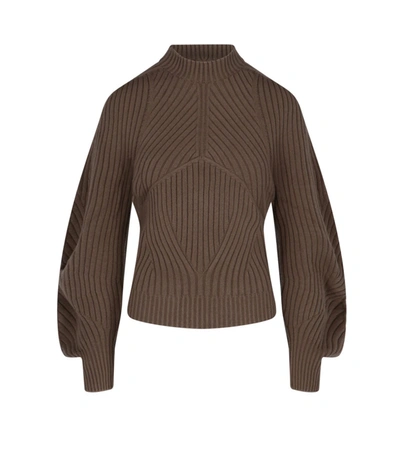 Shop Low Classic Mock Neck Ribbed Knit Sweater In Brown