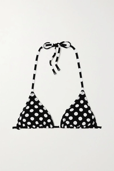Shop Dolce & Gabbana Polka-dot Triangle Bikini Top In Black