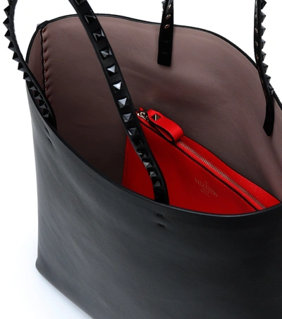 Shop Valentino Rockstud Small Leather Tote In Black