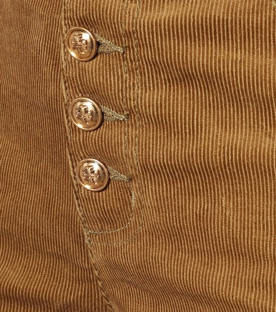 Shop Tory Burch High-rise Cotton Corduroy Pants In Brown