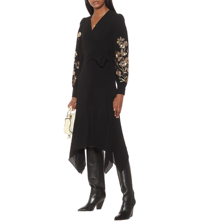 Shop Tory Burch Sequined Wrap Dress In Black