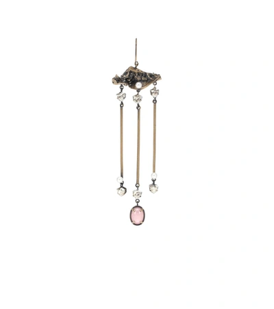 Shop Valentino Faux Pearl And Crystal-embellished Single Earring In Gold